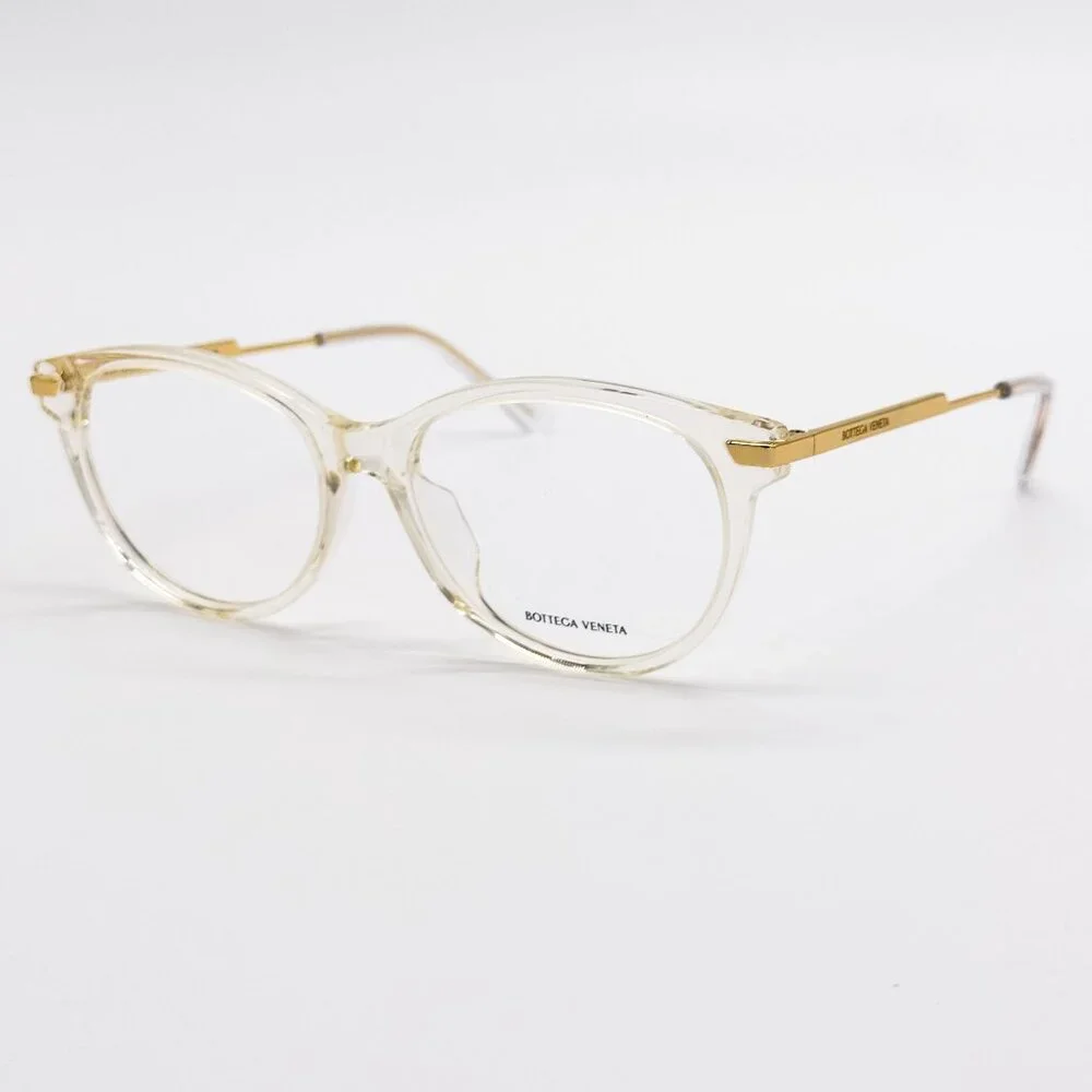 NEW BOTTEGA VENETA EYEGLASSES BV1039O 003 ROUND BEIGE TRANSPSRENT WOMEN EYEWEAR